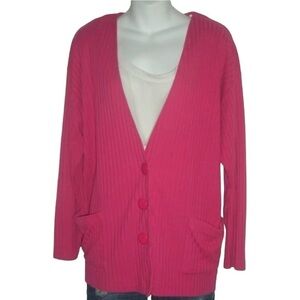 Vintage 80's Stefano Bright Barbie Barbiecore Prep School Ribbed Cardigan Preppy